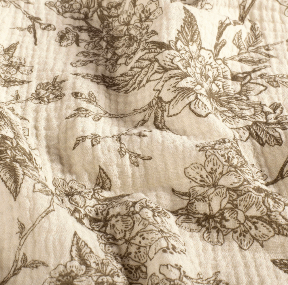 Tissu gaze de coton bird taupe – Image 2