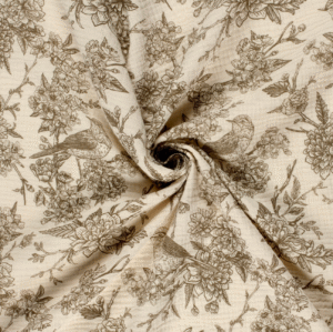 Tissu gaze de coton bird taupe