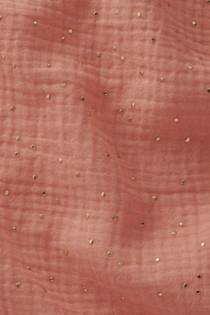 Tissu gaze de coton saumon pois doré