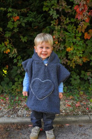 Poncho poche coeur moumoute anthracite