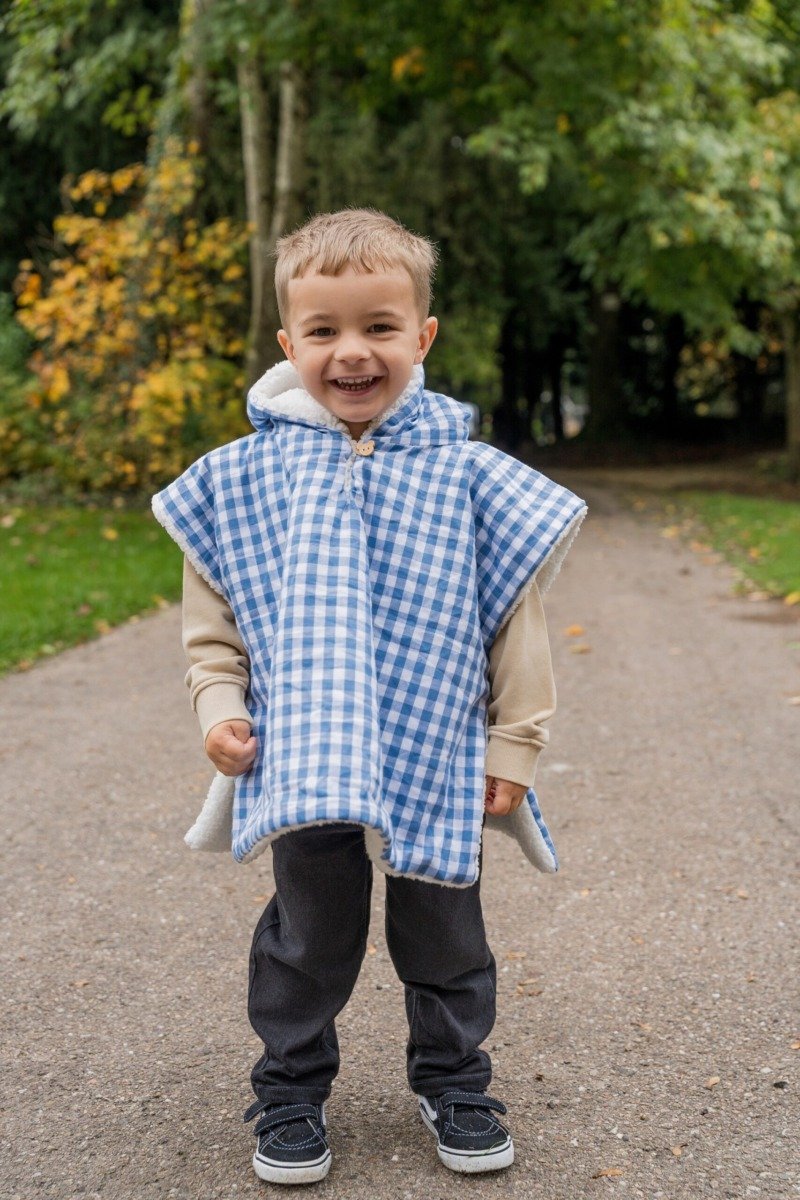 Poncho vichy bleu