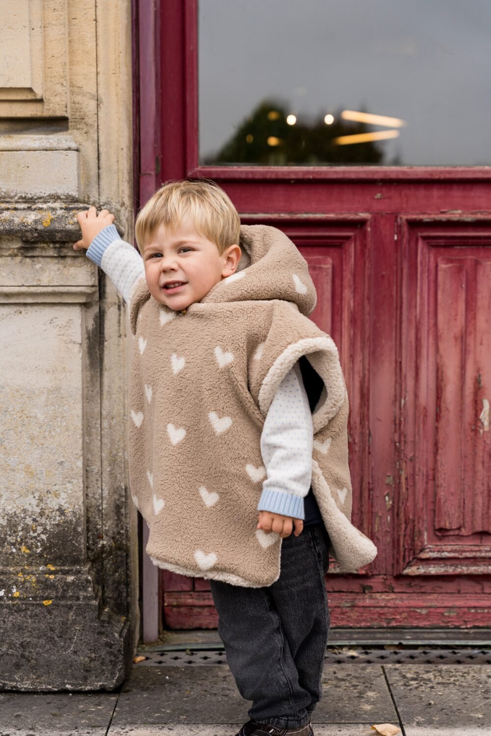 Poncho poche coeur moumoute écru – Image 4