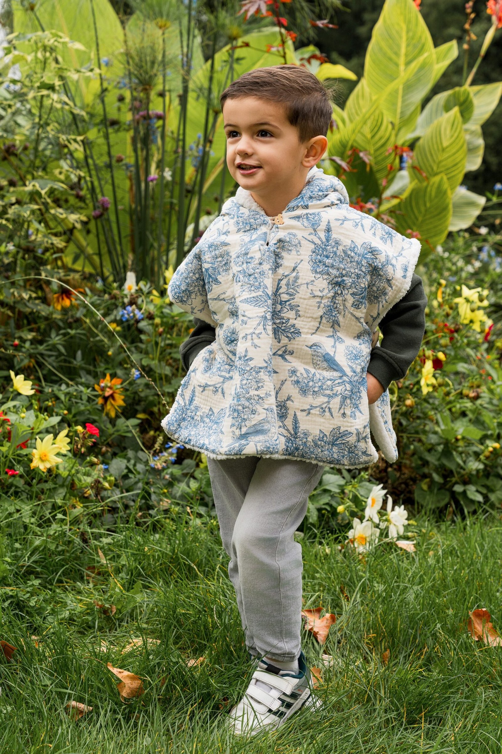 Poncho imprimé bird bleu – Image 2