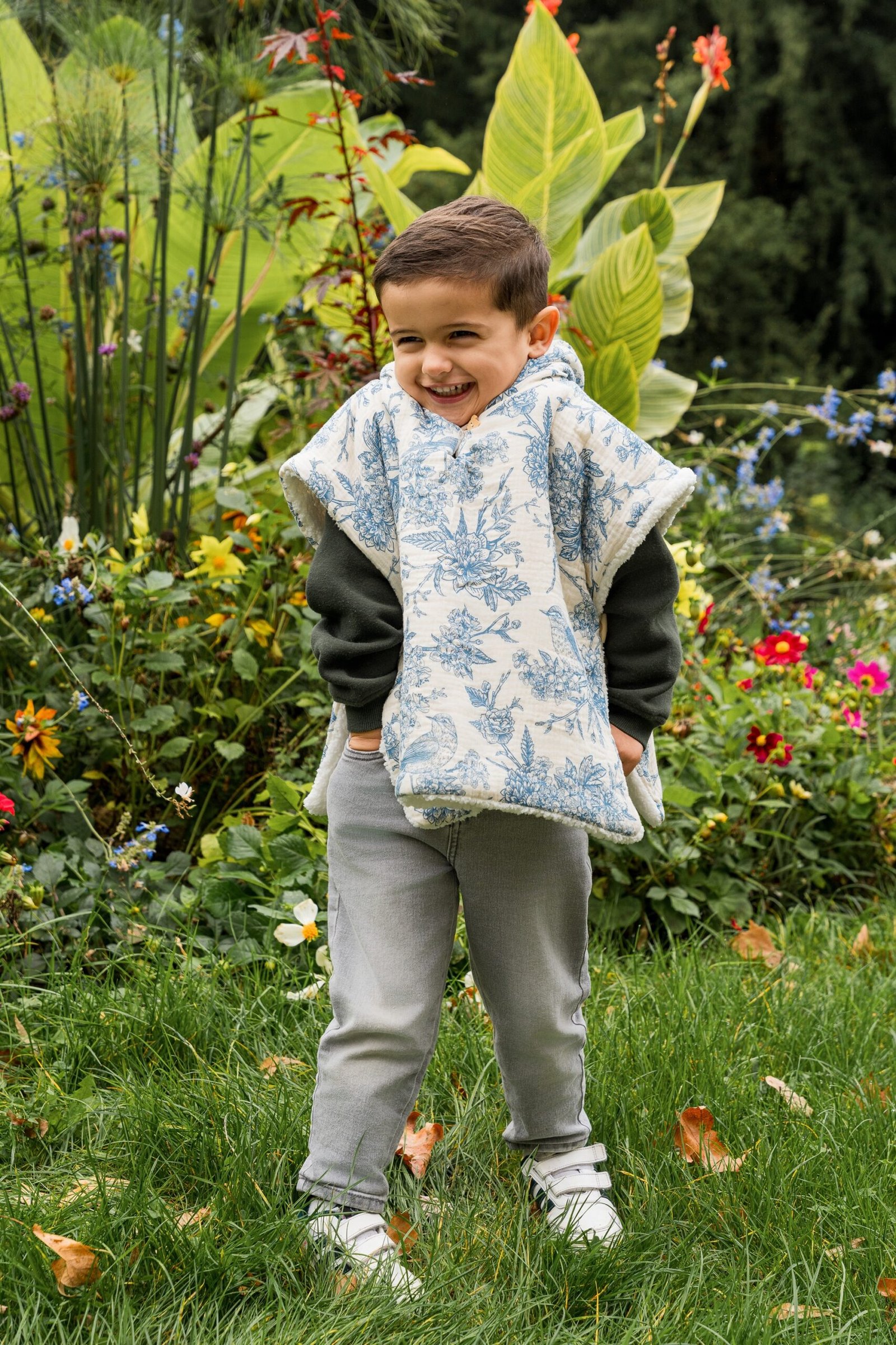 Poncho imprimé bird bleu – Image 4