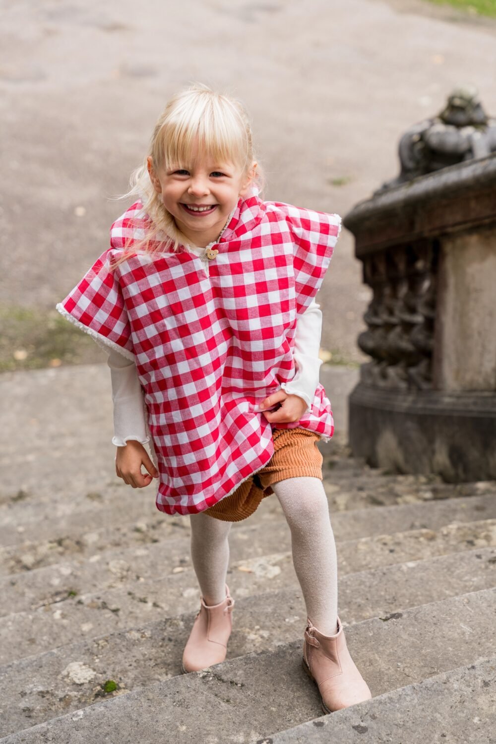 Poncho Vichy rouge