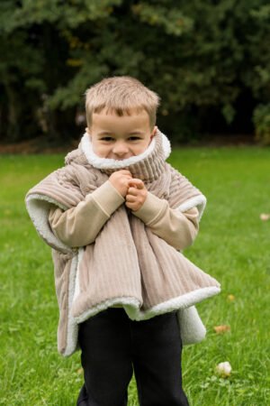 Poncho côtelé galet