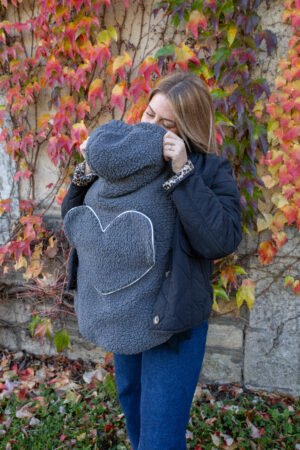 Couverture de portage poche coeur anthracite liseré argenté