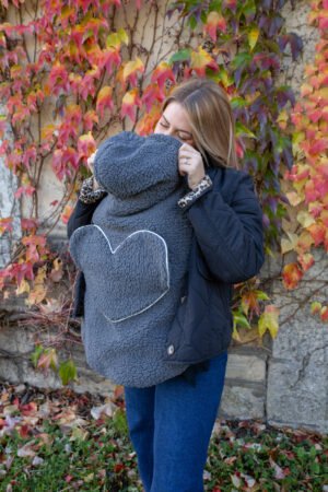 Couverture de portage poche coeur anthracite liseré argenté