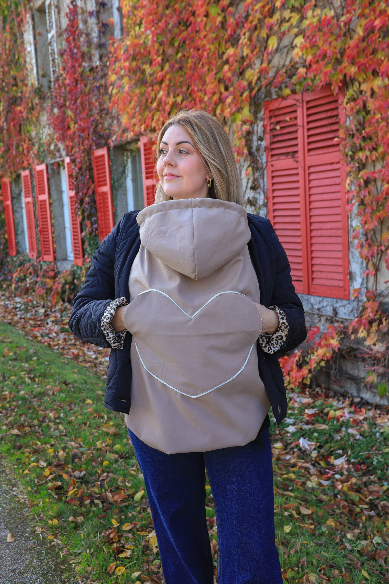 Couverture de portage poche coeur imperméable camel