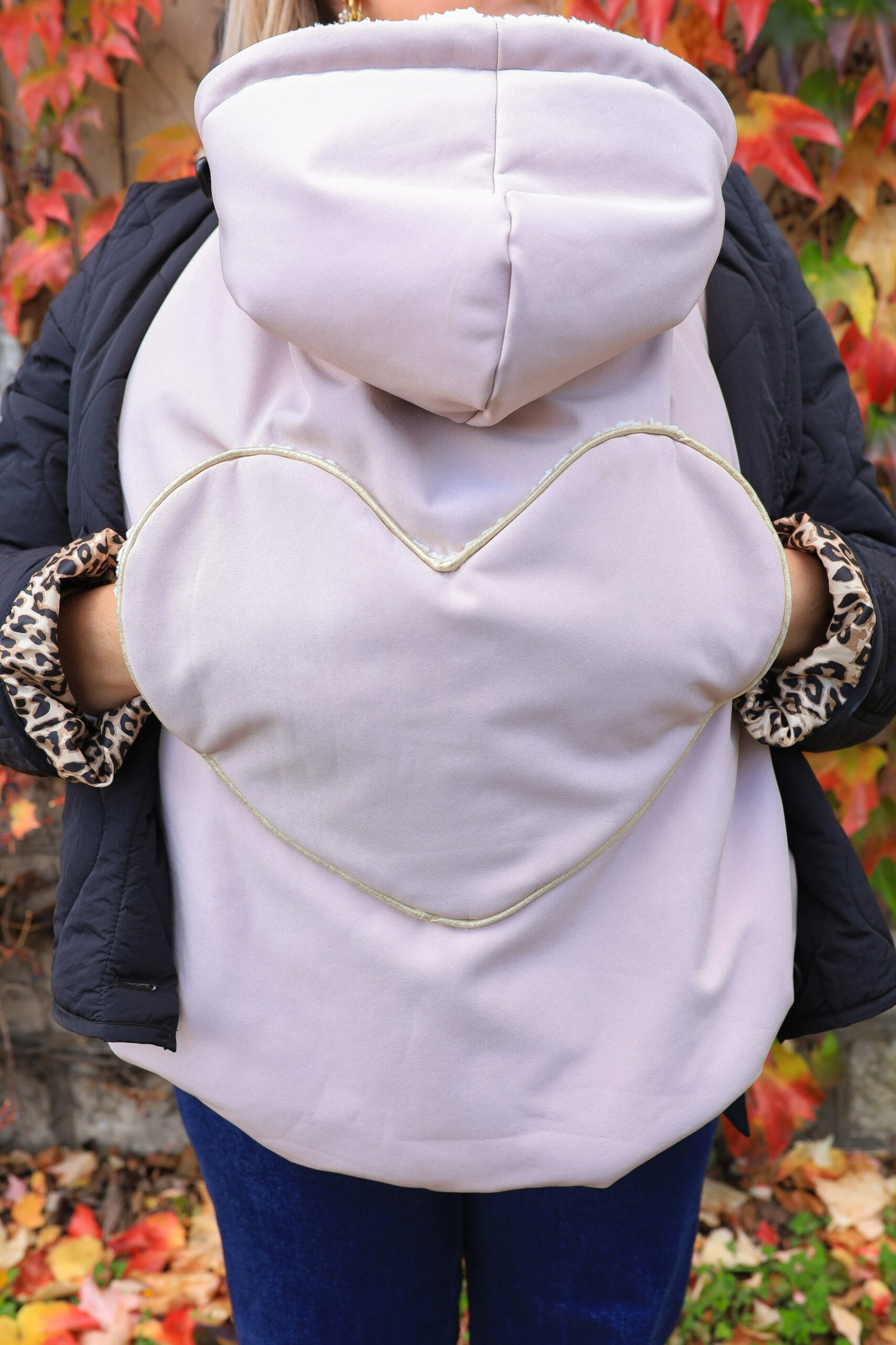 EN STOCK- Couverture de portage imperméable rose liseré doré poche coeur