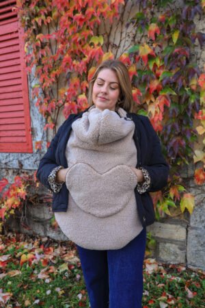 Couverture de portage poche coeur moumoute beige