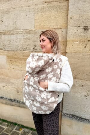 Couverture de portage moumoute fleurs blanches