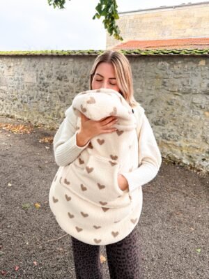 Couverture de portage moumoute cœur taupe