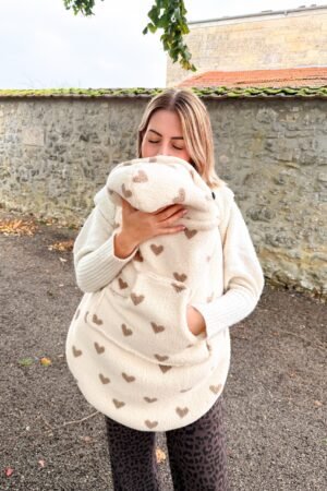 Couverture de portage moumoute cœur taupe