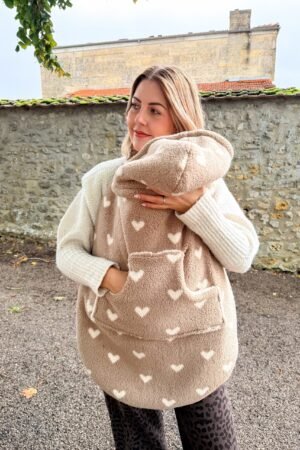 Couverture de portage moumoute cœur blanc