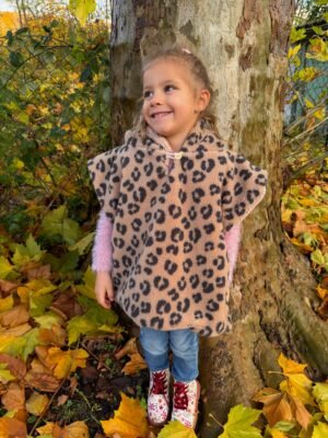 Poncho moumoute léopard