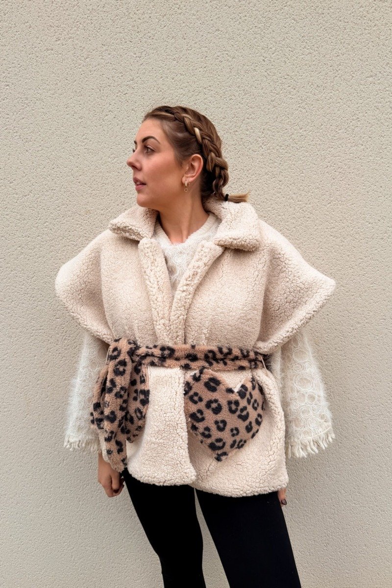 Poncho femme léopard