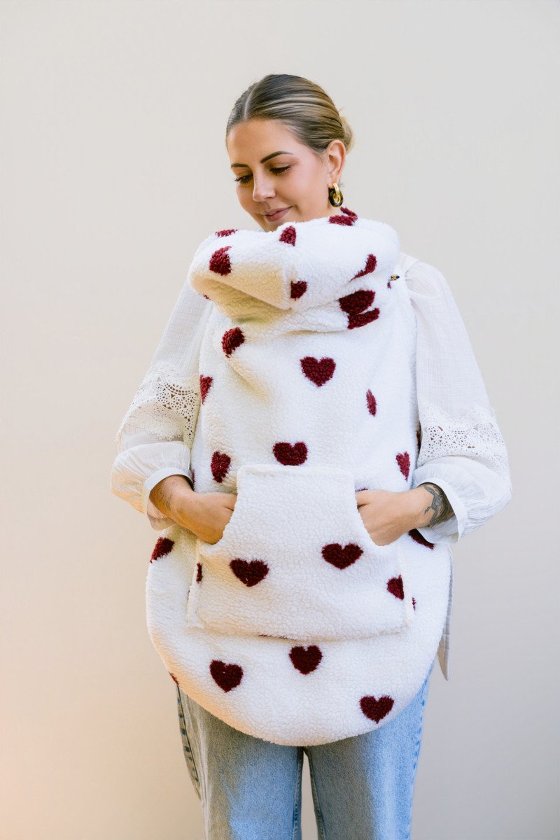 DISPONIBLE-Couverture de portage moumoute coeur rouge
