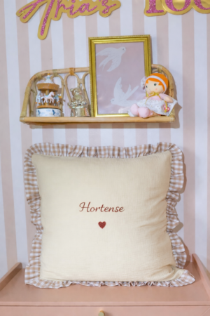 Taie d'oreiller mixte vichy camel