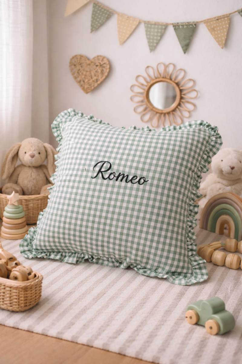 Taie d'oreiller vichy vert