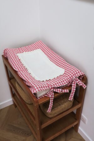 Housse matelas à langer froufrou vichy rose