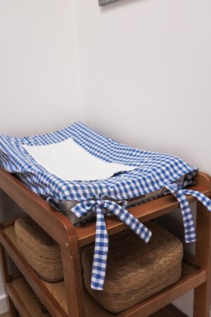 Housse matelas à langer vichy bleu