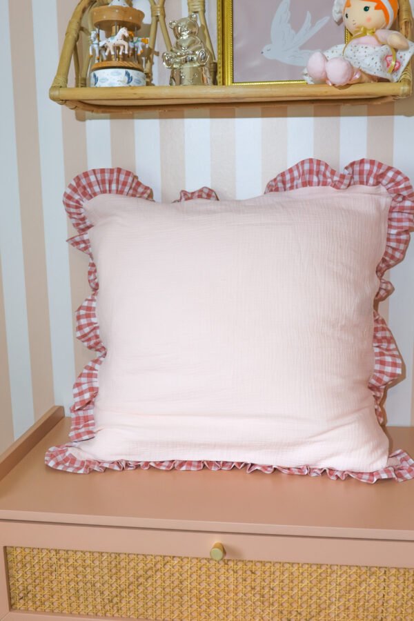 Taie d'oreiller mixte vichy rose