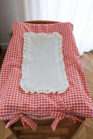 Housse matelas à langer froufrou vichy tricolore