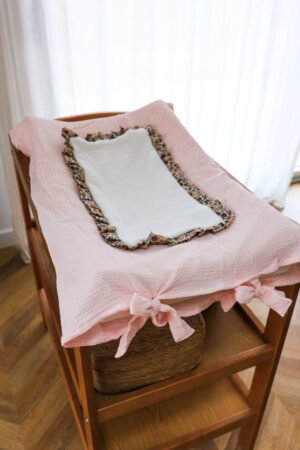 Housse matelas à langer froufrou rose/ Giulia