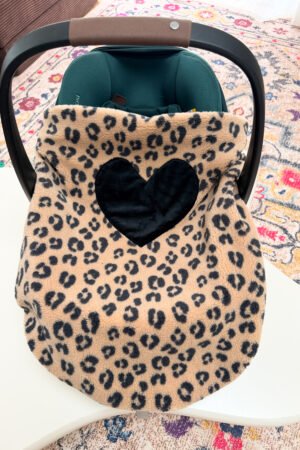 EN STOCK- Couverture de cosy moumoute léopard coeur