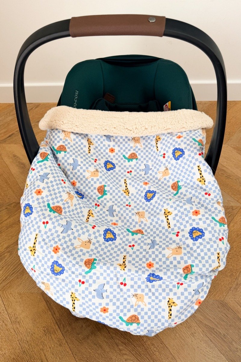Couverture 3 en 1 damier animaux