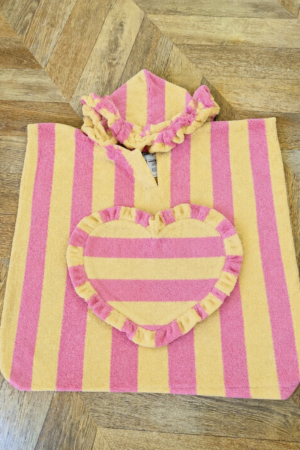 Poncho de bain rayé chamallow