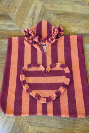 Poncho de bain rayé guimauve