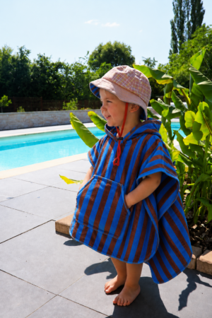 Poncho de bain rayé bleu/marron