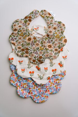 Lot de 3 bavoirs fleurs Olivia