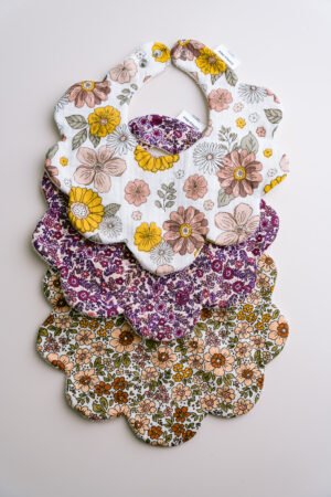 Lot de 3 bavoirs fleurs Nora