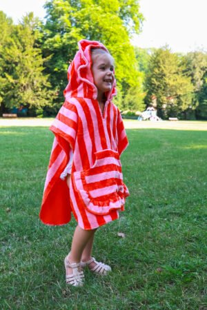 Poncho de bain rayé barbe à papa