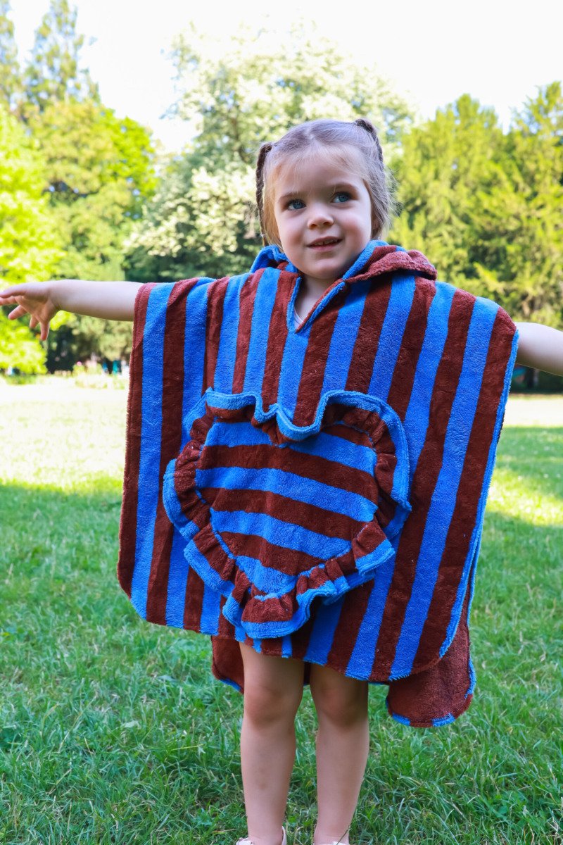 Poncho de bain rayé réglisse