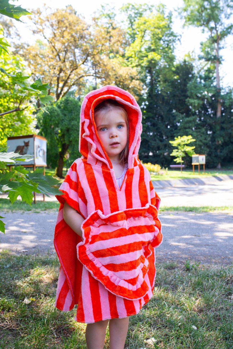 Poncho de bain rayé barbe à papa