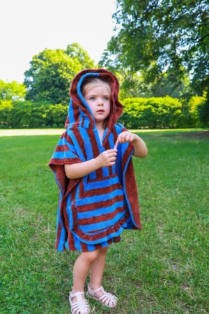 Poncho de bain rayé réglisse