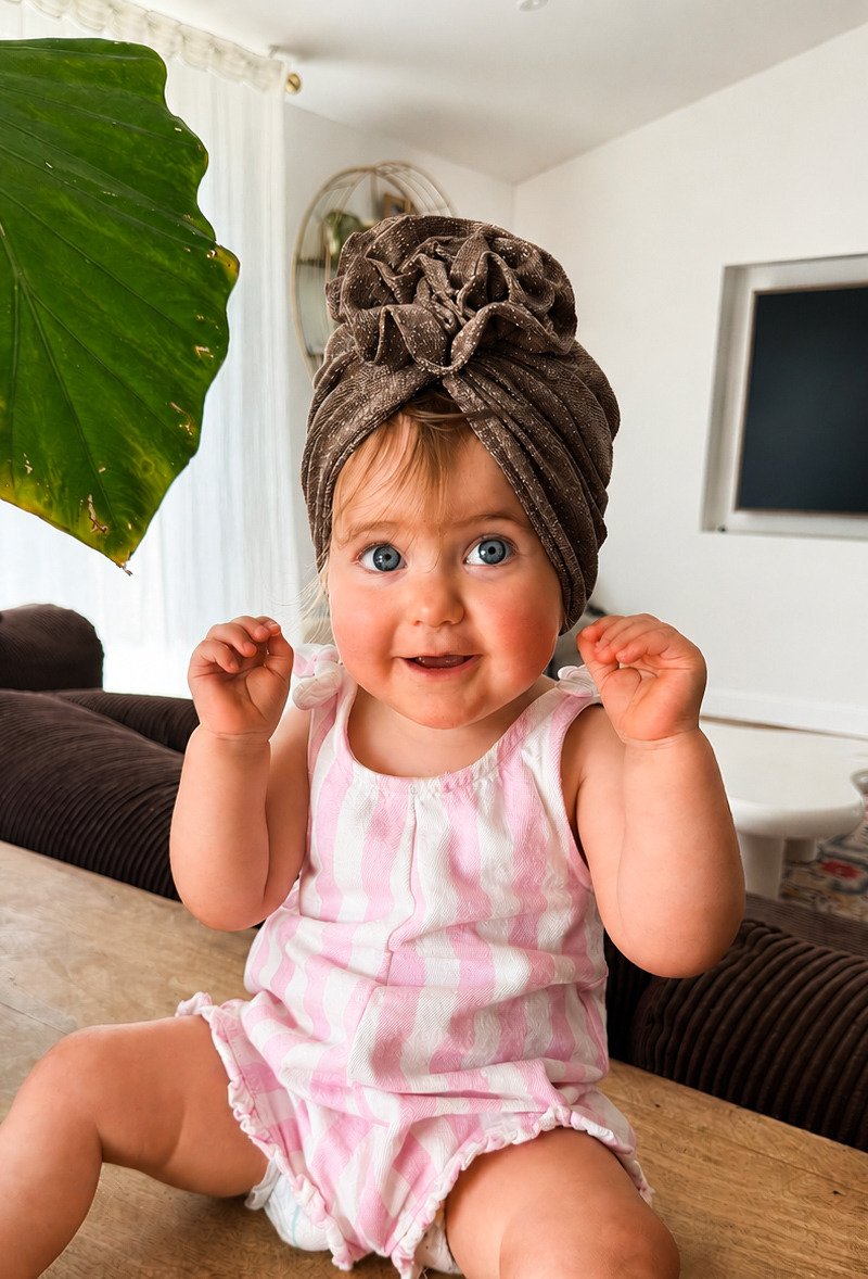 Turban fleur Grace chocolat