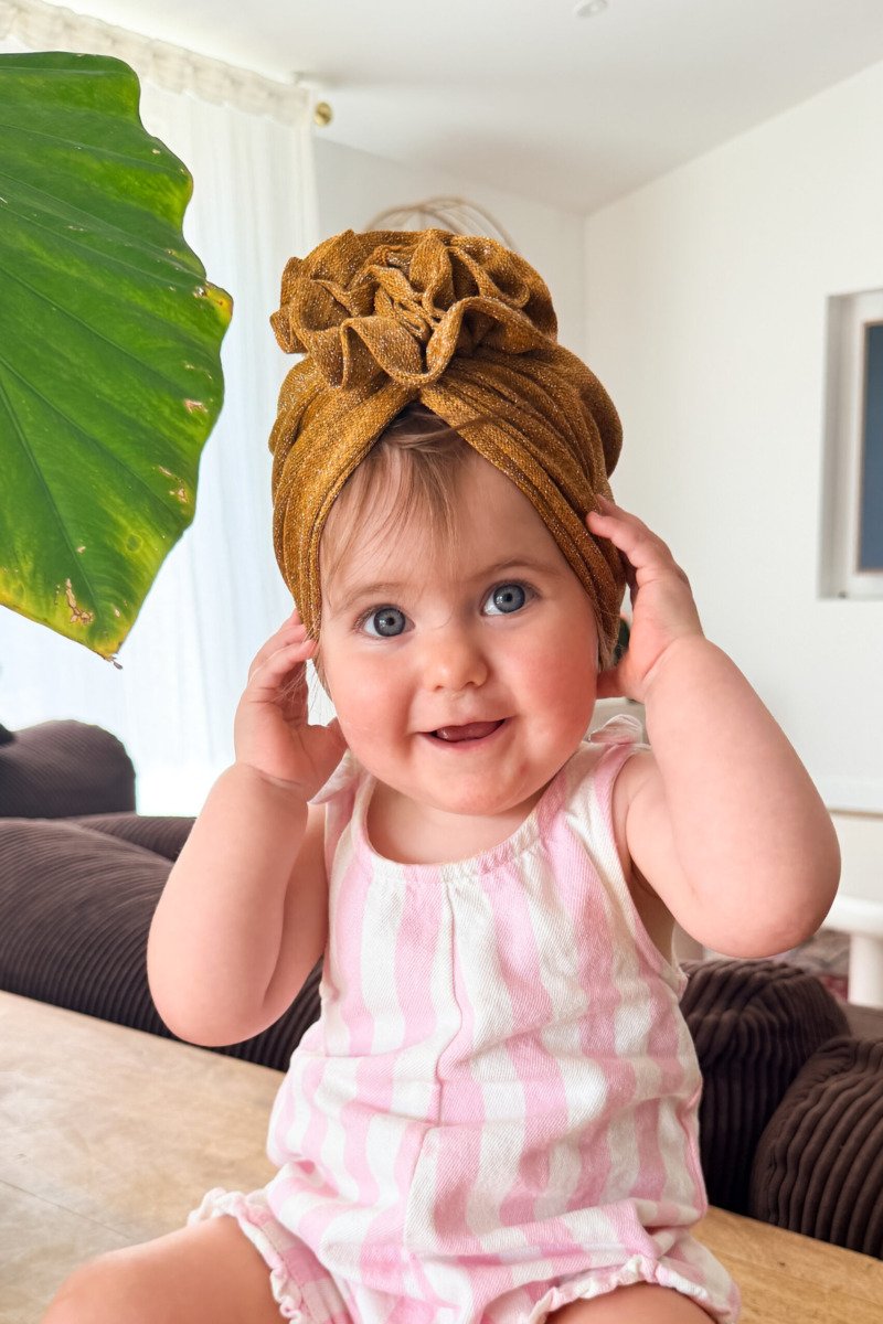 Turban fleur Grace moutarde