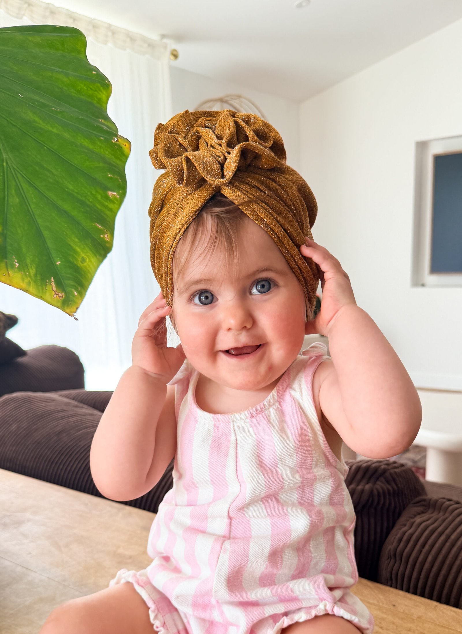 Turban fleur Grace moutarde
