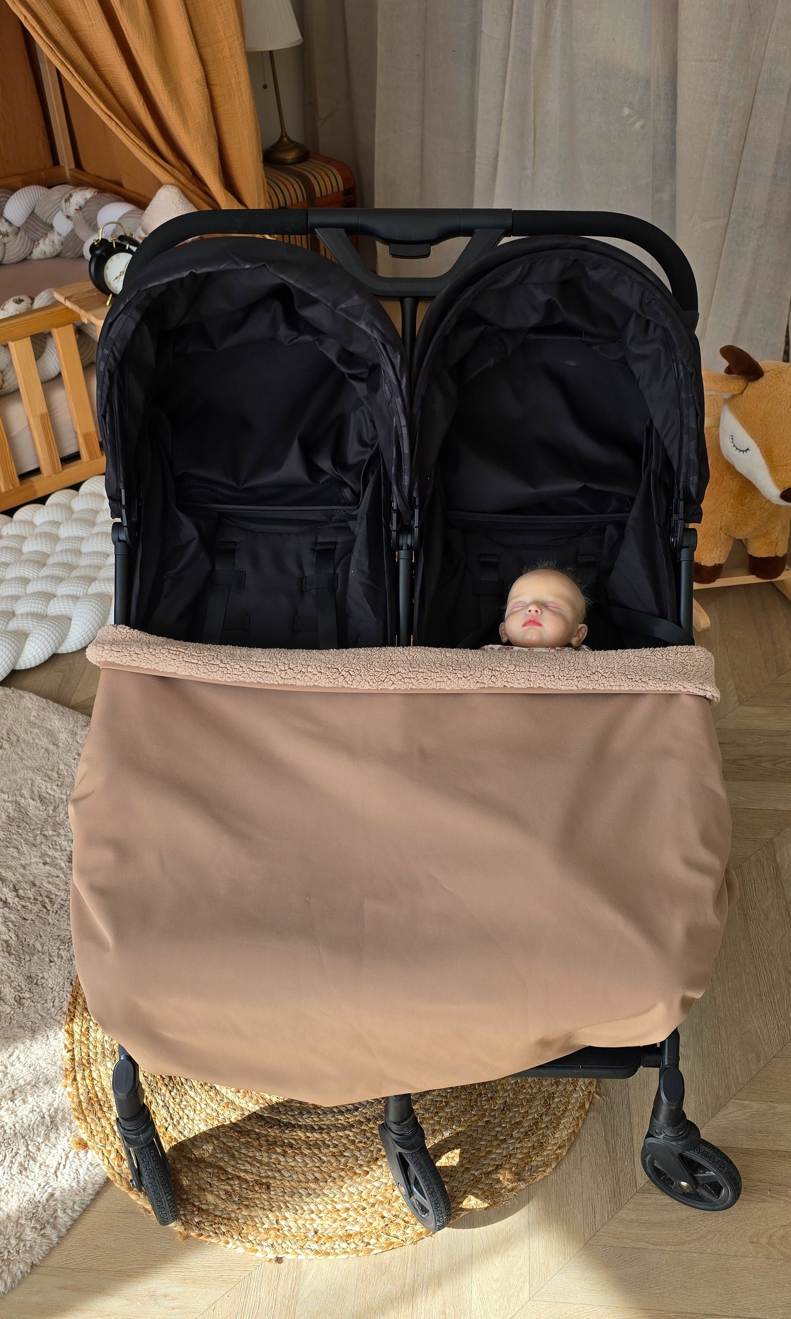 Couverture 3 en 1 jumeaux imper camel